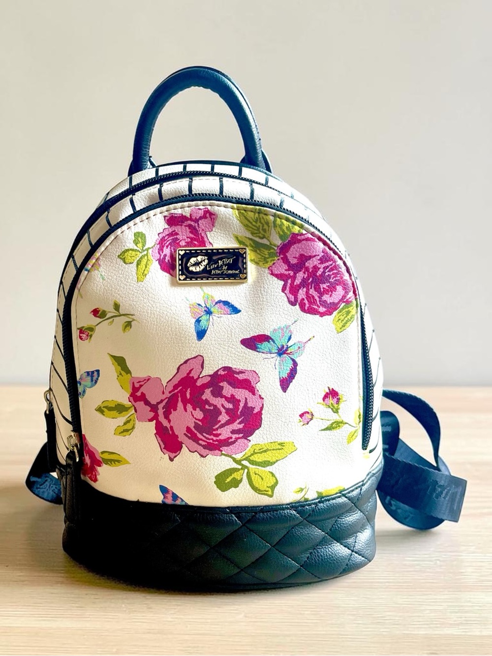 Betsey Johnson floral quilted mini backpack